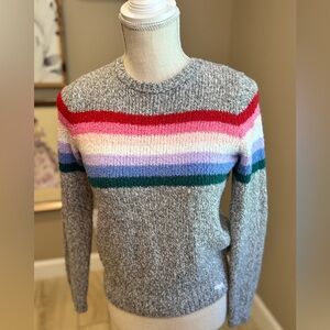 ABERCROMBIE KIDS Gray Crewneck Sweater with Colorful Stripes
